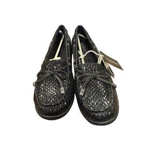NWT Vionic Womens Dayna Snake Black Suede Loafers Moccasins Horsebit Size 8.5